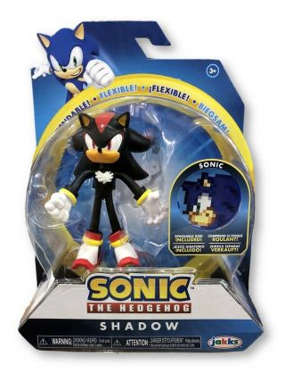 Shadow Sonic The Hedgehog Bendable Shadow 4 " Action Figure 2019 Jakks Pacific