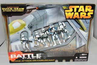 2005 Star Wars Battle Pack Clone Attack On Coruscant Figure Set