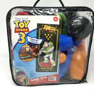 Toy Story 3 Game Rug Bowling Buzz Lightyear Complete Rug 6 Pins Ball Age 3,
