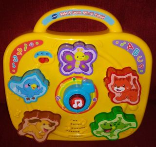 Vtech Spin & Learn Animal Puzzle Yellow Lightup Musical Toy Music Sounds Animals