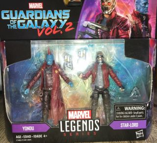 Marvel Legends Guardians Of The Galaxy 3.  75 " Star Lord Yondu Action Figure 2pk