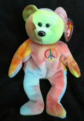 Ty Beanie Baby Peace The Bear Dob February 1,  1996 Mwmt