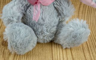 Dan Dee Collector ' s Choice Plush Stuffed Grey and Pink Bunny Rabbit with Bow 2