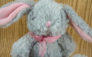 Dan Dee Collector ' s Choice Plush Stuffed Grey and Pink Bunny Rabbit with Bow 3