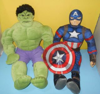 24” Marvel Avengers Incredible Hulk Stuffed Plush W/ 26 " Captain America Plush
