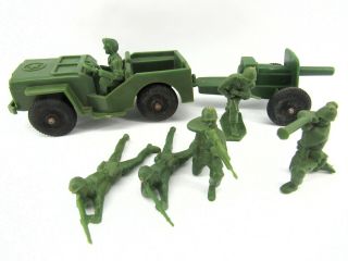 Vintage Tim - Mee Toy Jeep And Army Soldiers