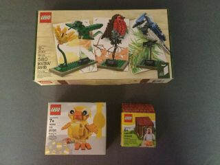 Lego Ideas 21301 Birds Set,  40202 Easter Duck,  6142167 Chicken Man Retired