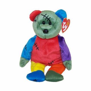 Ty Beanie Baby - Frankenteddy Bear (red & Blue Feet) (8.  5 Inch) - Mwmts