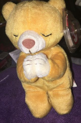 Ty Beanie Baby Hope The Praying Bear Retired With Tag Protector 1998 Rare