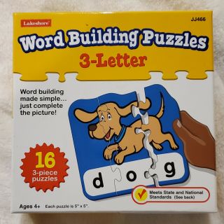Lakeshore 3 - Letter Cvc Word Building Puzzles 16 - 3 Piece Puzzles