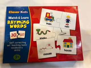 Clever Kids Match & Learn Rhyming Words 30 Puzzle Pairs Helps Vocabulary Skills
