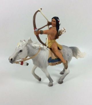 Vintage 2005 Schleich Native American Indian On Horse Bow Arrow