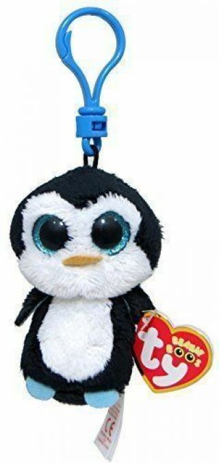 Ty Beanie Boos 3 " Waddles Penguin Plastic Key Chain Clip Mwmt 