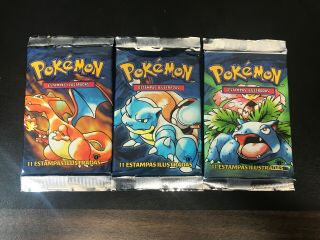 3 Pokemon Base Booster Packs 1st Edition Portuguese Extremely Rare