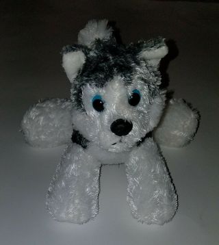 Husky Dog Bean Bag Plush Stuffed Animal Toy Aurora Soft 6 " Gray White Blue Eyes