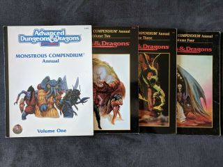 2nd Edition Ad&d 1994 - 1998 Monstrous Compendium Annual Set: Vol.  1,  2,  3 & 4