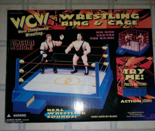 1998 Wcw World Championship Wrestling Ringside Action Ring & Cage