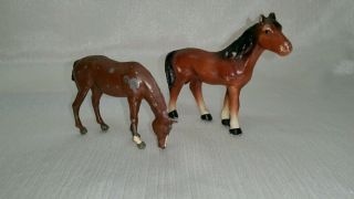 (2) Very Vintage Cast Metal Horse Figurines (1 Is Britain Ltd)