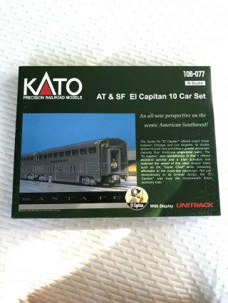 Kato N Scale At&sf El Capitan 10 Car Set 106 - 077