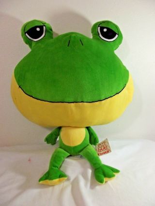 Fiesta Frog Plush - Huge Head 26 " - Green Yellow Stuffed Animal