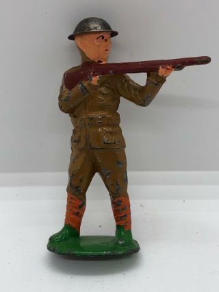 Vintage Wwi Doughboy U.  S.  Soldier Die - Cast Metal Toy Army Man Shooting Standing