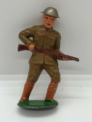 Vintage Barclay Wwi Doughboy U.  S.  Soldier Die - Cast Metal Toy Army Man Charging