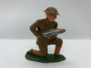 Vintage Wwi Doughboy Soldier Loading Artillery Shell Die - Cast Metal Toy Army Man