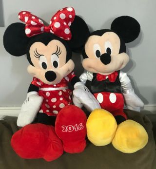 Disney Store 2016 Minnie & Mickey Mouse 24 " Inches Stuffed Animal Pair