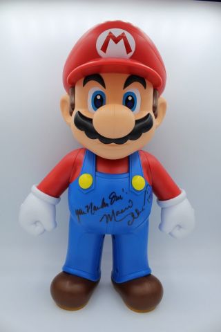 Charles Martinet Signed Mario Big Action Figure Prize Taito Japan 11.  8 "