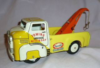 Vintage Wyandotte Toy Yellow & White Towing Service Truck - Pressed Steel