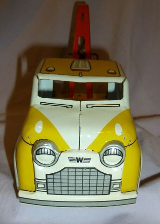 VINTAGE WYANDOTTE TOY YELLOW & WHITE TOWING SERVICE TRUCK - PRESSED STEEL 2