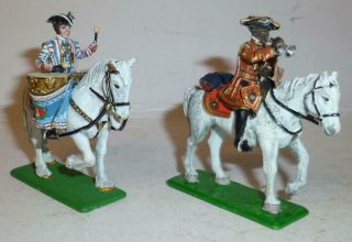 Two Pmd Ltd White Metal Mounted Military Bandsmen - 30mm - 1970 