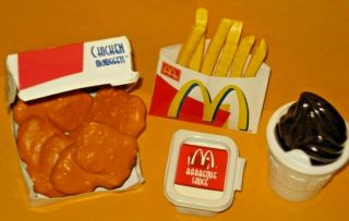 McDonald ' s Play Food Chicken Nuggets,  Fries,  Sundae,  Sauce dip MINI fast food 2