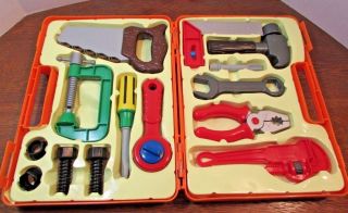 12 Piece Plastic Tools Play Set Building Kit W/case Construction Educational