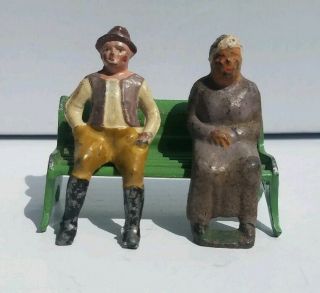 Man & Woman Sitting On Bench France Grey Iron Britains Timpo Johillco Crescent