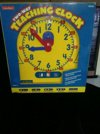 Lakeshore Two Way Teaching Clock Learn To Tell Time Toy 15 " Yellow Gx243