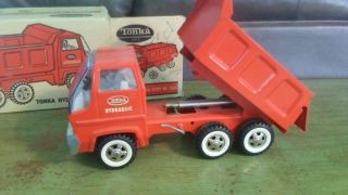 Vintage 1970 Tonka Toys Orange Gas Turbine Hydraulic Dump Truck 2585 2