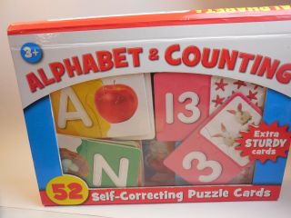 Alphabet & Counting Self Correcting 52 Extra Sturdy Puzzle Cards In Storage Case