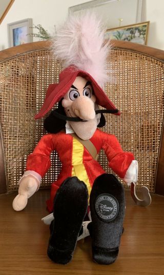 Disney Store Captain Hook Soft Toy Doll Large 21 " Tall Peter Pan Character