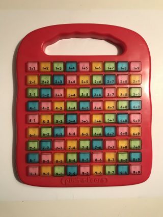 Vintage Push N Learn Add & Subtract Board Push Button Educational School Toy Red