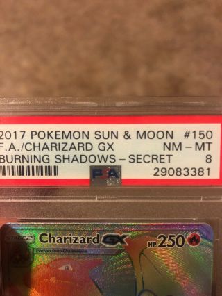 Charizard GX - 150/147 - PSA 8 - Hyper Rare (Sun & Moon) : Pokemon 3