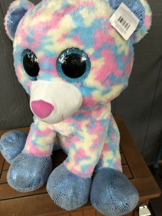 Hugfun Jumbo Plush Stuffed Animal 26 " Sparkle Eyes Beanie Bear Boo Pink Blue