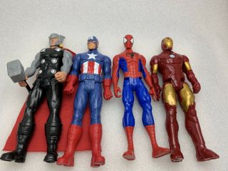 2013 Marvel Avengers Spider Man Thor Captain America & Ironman Figures 12’
