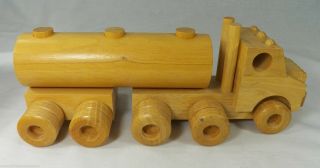 Big Wooden 3 Piece 18 Wheeler Tanker Truck 15 " Well Made Toy Tractor Trailor