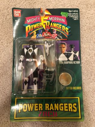 Bandai 1994 Mighty Morphin Power Rangers Auto Morphin Black Ranger Zach