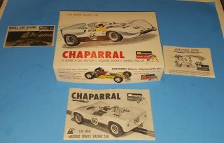 Vintage 1965 Monogram 1/24 Chaparral 66 Slot Car Box & Paperwork Revell Cox