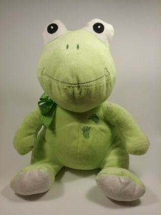 Just For You Megatoys Baby Plush Stuffed Frog Prints Sewn Eyes 13 " Dots Bow