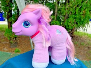 Vintage Hasbro My Little Pony Purple Angel Dove Horse Plush Stuffed Animal Toy