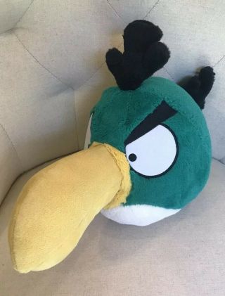 Angry Birds 14 " Plush Grn Hal Toucan W/sound Yellw Clsd Beak Stffd Animal Euc