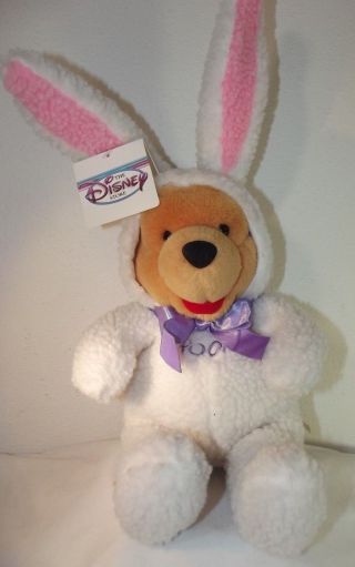 Disney Store Winnie The Pooh Plush In Easter Bunny Costume - 15 " Stuffed Animal